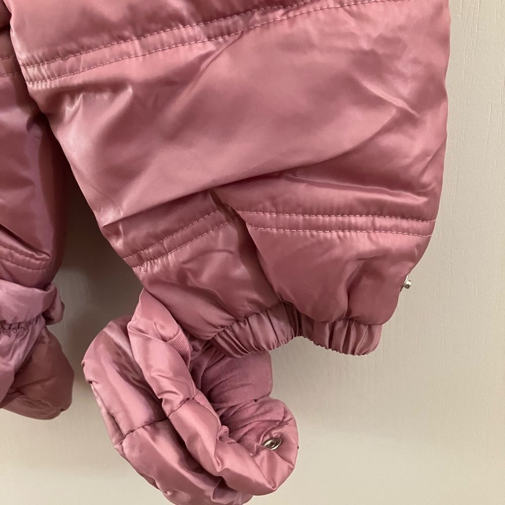NEW FIRST IMPRESSIONS Baby Girl Bow Faux Fur Trim Mauve Pink Snowsuit. SZ 3-6 mo - Picture 10 of 11